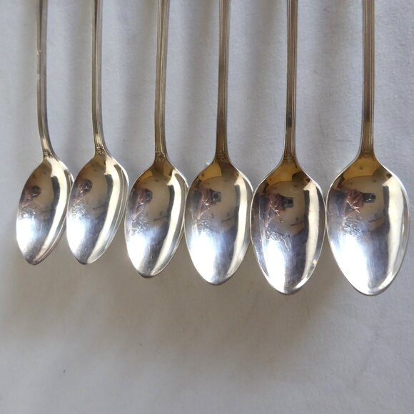 VINTAGE 1925 ART DECO YOUREX LADY FRANCES SILVER ICED TEA PARFAIT SPOON SET OF 6 - Picture 3 of 10